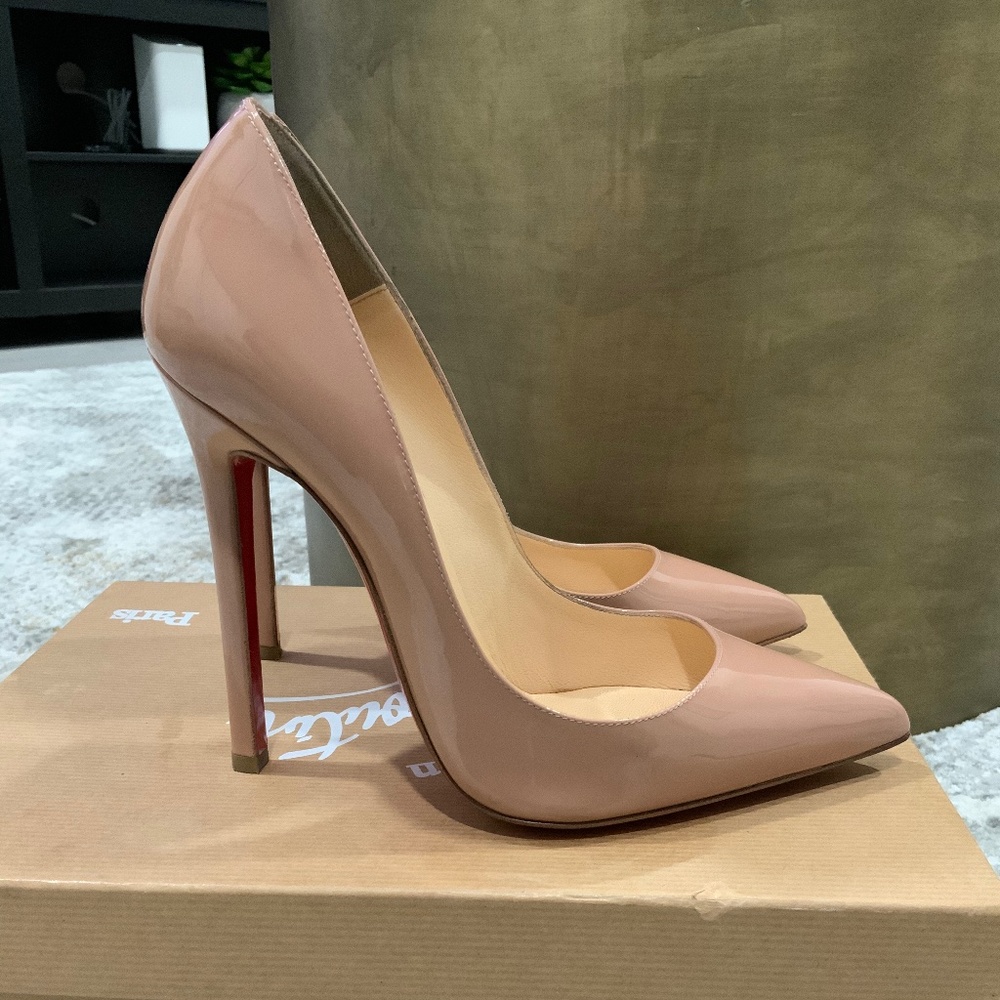Christian Louboutin heels - Nude Heels - Pigalle 120 Patent Calf